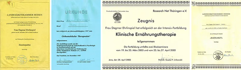 Diplome und Qualifikationsnachweise von Dagmar Ehrlinspiel